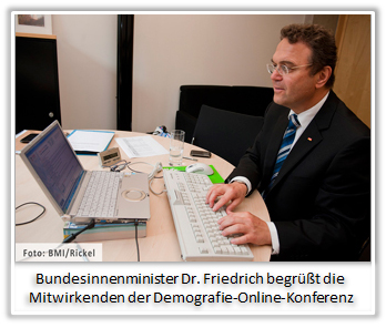 Dr. Friedrich begrüßt die Mitwirkenden der Demografie-Online-Konferenz